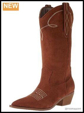 Midshaft Western Boot Pointed Toe Pull-On 1.7 Inch Heel Casual
